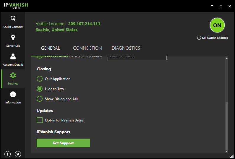 Different Connection Settings